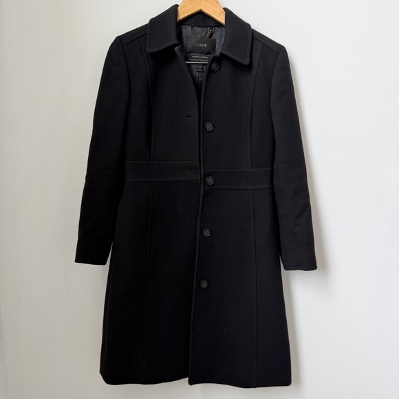 J.Crew Double Cloth Wool Coat Women’s Size 2 Black Thinsulate Lined Classic